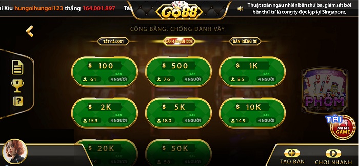 Giới thiệu và kinh nghiệm chơi Phỏm cổng game Go88