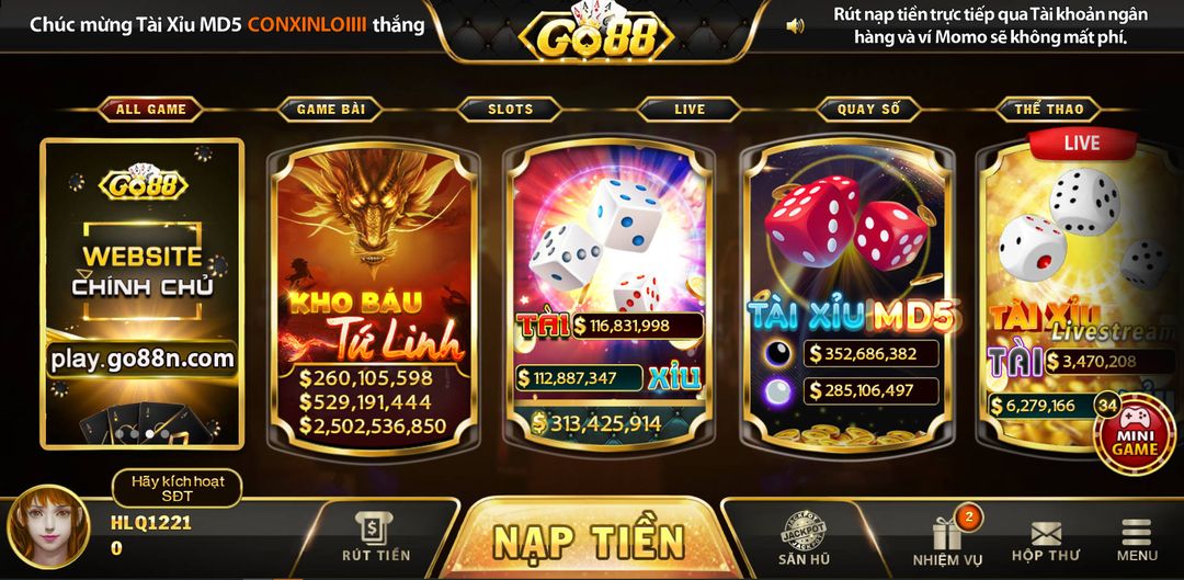 Domain trang chủ game bài Go88 chính thức, go88n.com